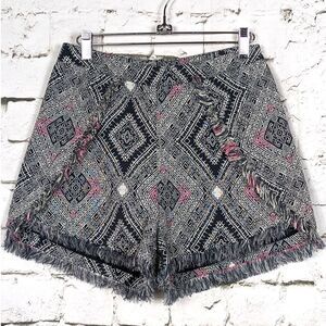 RORY BECA "Yohah" Revolve High Waist Fringe Batik Festival Shorts Medium NWT